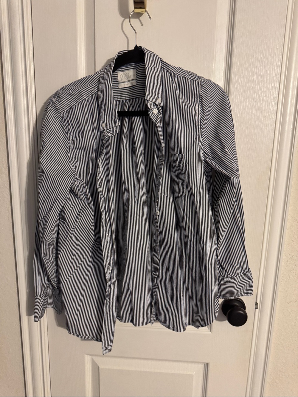 J. Crew Blue and White Striped Button-Down Shirt